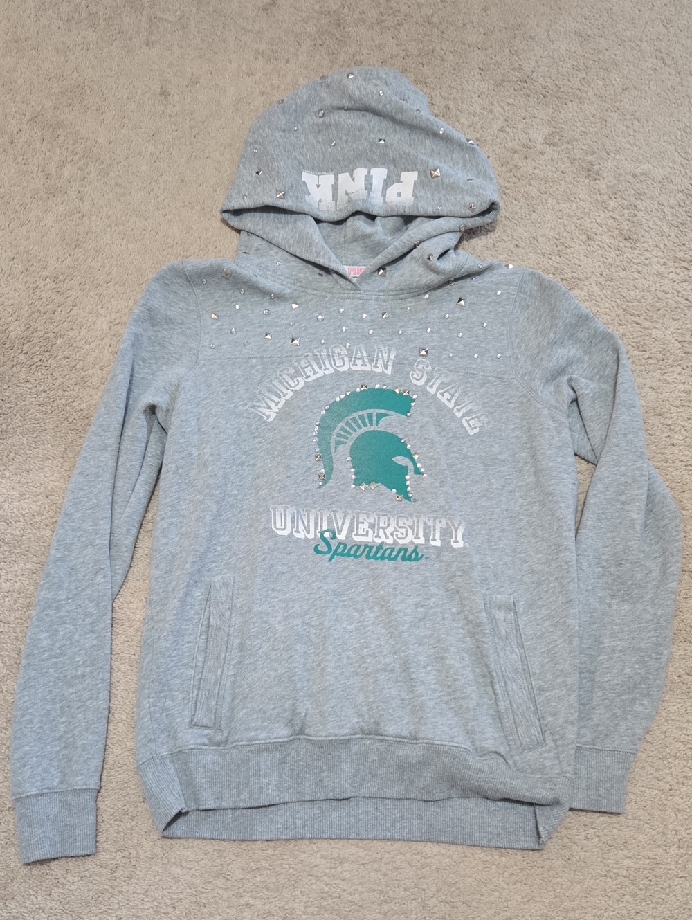Victoria's Secret PINK Gray and Pink Collegiate Label Sweatshirt